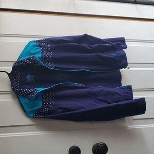 Justice Colorblock Zip-Up Jacket – Turquoise, Navy & Polka Dot